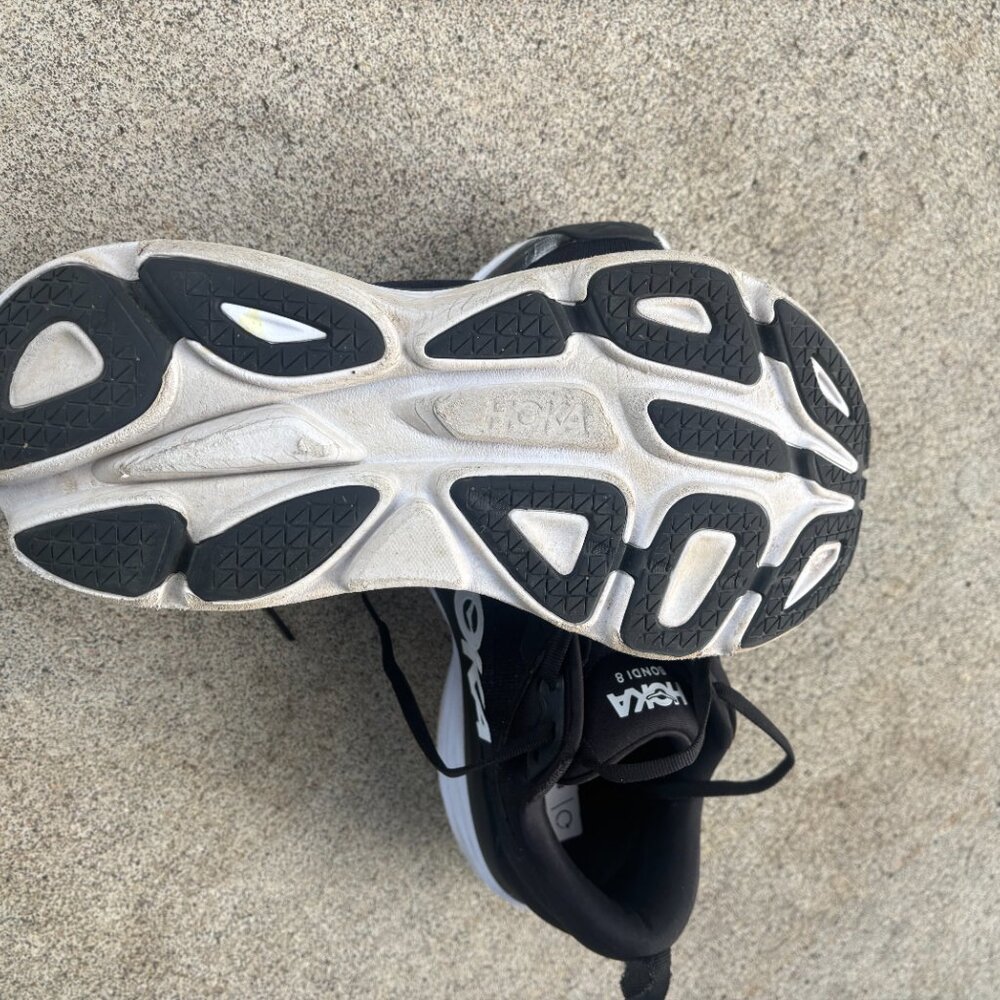 Hoka One One Bondi 8 Size 10B Women's Running Shoes Black White Athletic Shoes - Picture 7 of 8